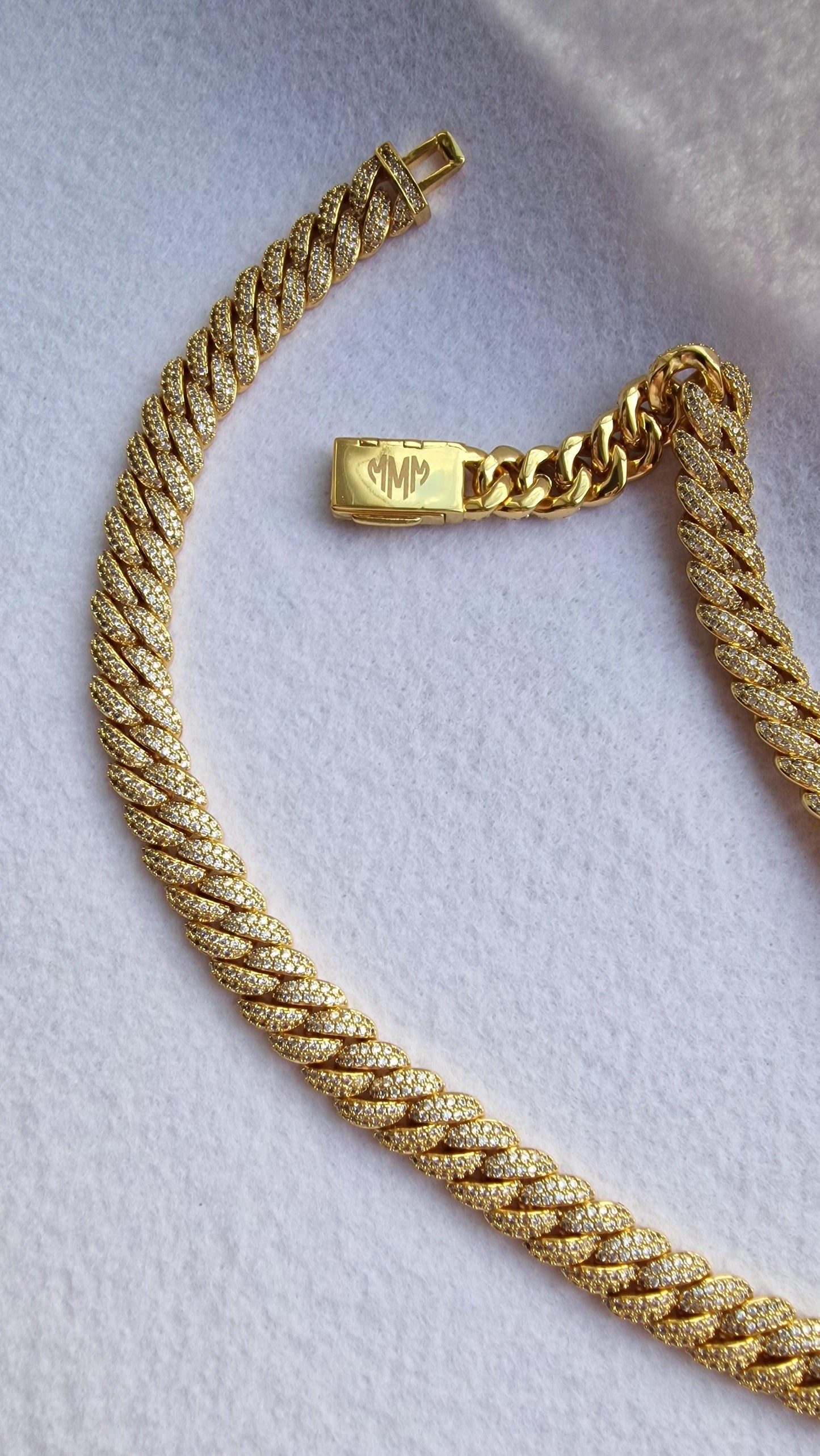 10MM Iced Cuban Chain Gold Necklace - MELINIE