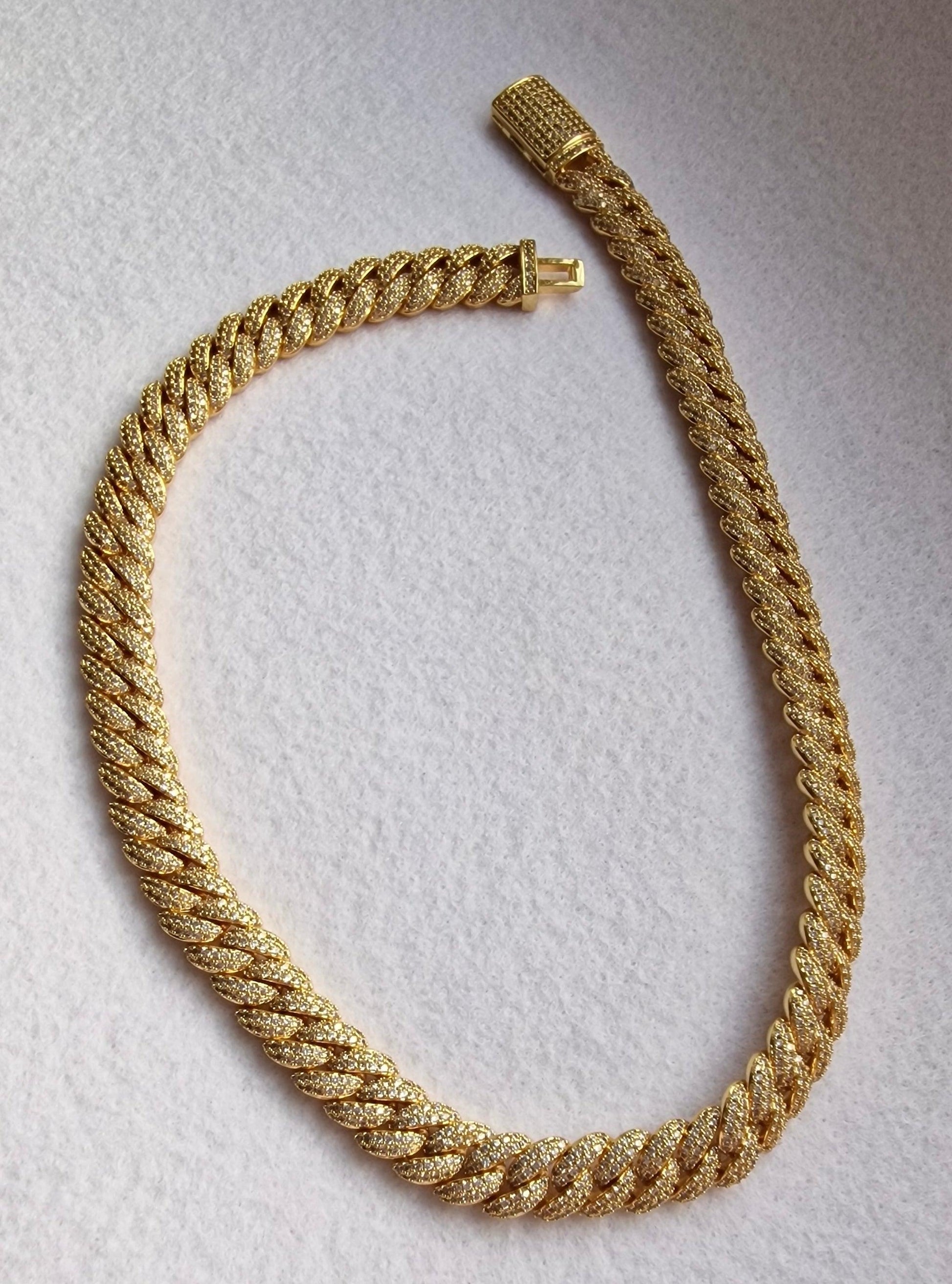 10MM Iced Cuban Chain Gold Necklace - MELINIE