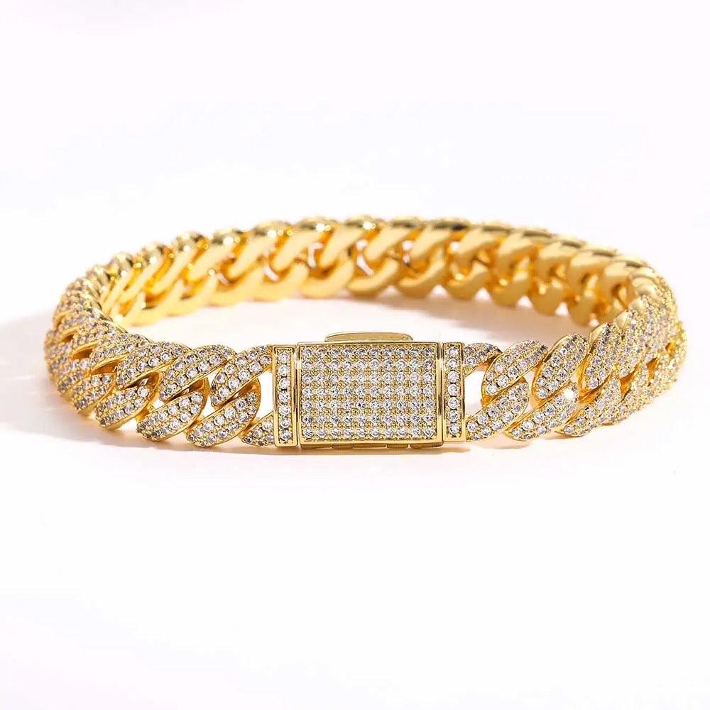 8MM Iced Cuban Chain Gold Bracelet - MELINIE