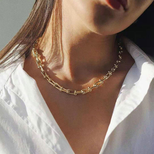 Gold Horseshoe Chain Necklace