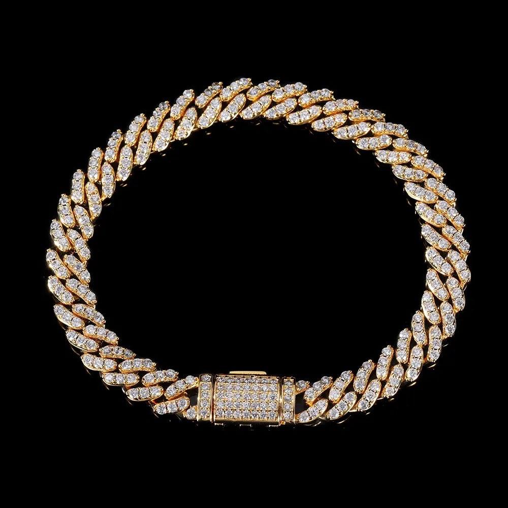 8MM Iced Cuban Chain Gold Bracelet - MELINIE