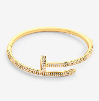 GOLD PLATED 4MM ICED CZ PAVE BANGLE - MELINIE