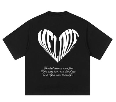 Oversized Heart Graphic T-shirt - MELINIE