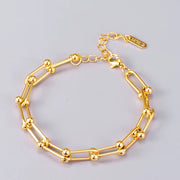 Thick Chain Thorn Knotted Bracelet - Stainless Steel Gold Plated for Women