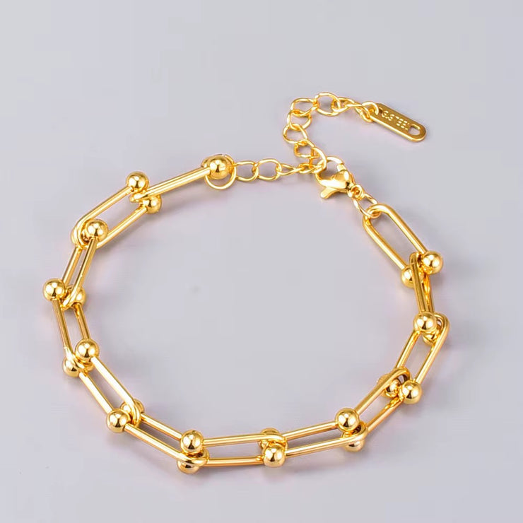 Thick Chain Thorn Knotted Bracelet - Stainless Steel Gold Plated for Women