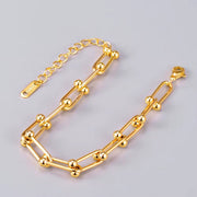 Thick Chain Thorn Knotted Bracelet - Stainless Steel Gold Plated for Women