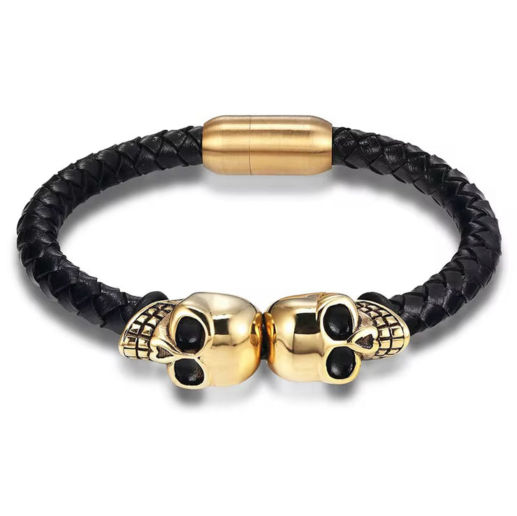 Pulseira Caveira Banhada a Ouro 18k