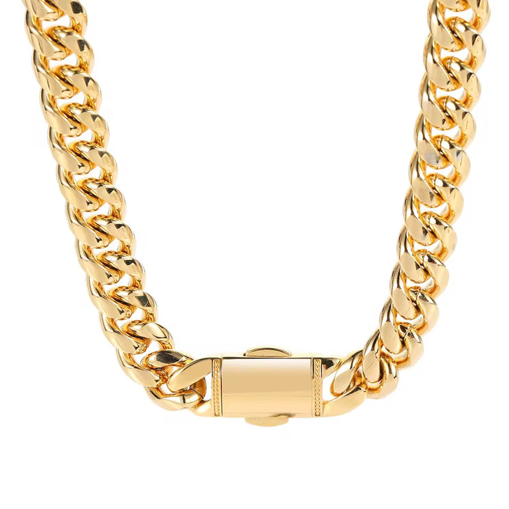 12mm Hot Sale 18K Gold Plated Cuban Chain Set – Hip-Hop Necklace & Bracelet Jewelry