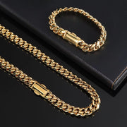 12mm Hot Sale 18K Gold Plated Cuban Chain Set – Hip-Hop Necklace & Bracelet Jewelry