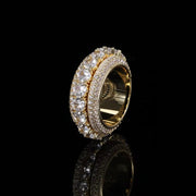 Iced Out Rotating CZ Cuban Ring – Gold Plated Hip Hop Ring for Men