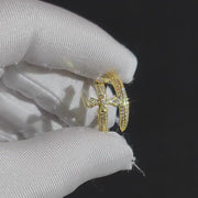 Iced Out Justice Sword Cross Ring – Gold & Silver Plated Adjustable For Women