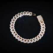 10MM Iced Cuban Chain Gold Bracelet